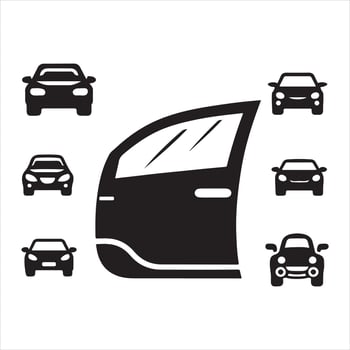 Car door icon silhouette on white background vector