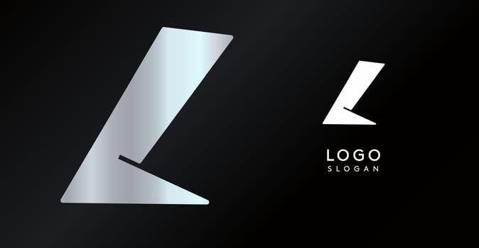 Geometric triangular L letter, abstract dynamic logo, modern holographic gradient monogram for gaming, technology, urban art, innovation, streetwear brand, sci-fi cybersport. illustration vector
