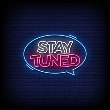 stay tuned neon sign with brick wall background vector