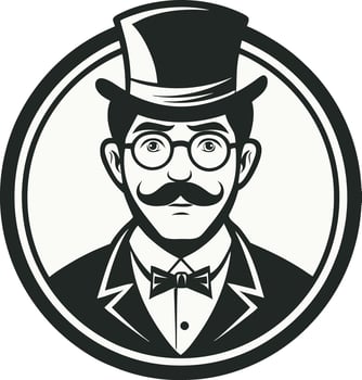 retro style logo, handsome man 34 portrait with moustache vector