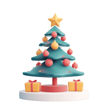 Presents form into Christmas tree decoration 3D icon cartoon minimalist isolate on transparent background png