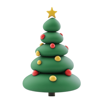 Christmas tree 3D icon clay style vibrate color isolate on transparent background png
