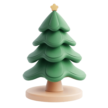 Christmas tree modern elegant decoration 3D icon cartoon minimalist isolate on transparent background png