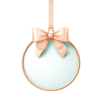 Round Christmas sale tag with ribbon and bow hanging 3D icon cartoon smooth soft light isolate on transparent background png