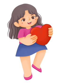 A girl holding a heart png
