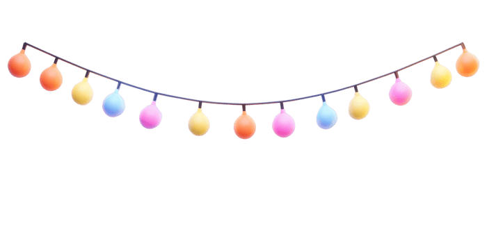 colorful string lights 3D icon isolate on transparent background png