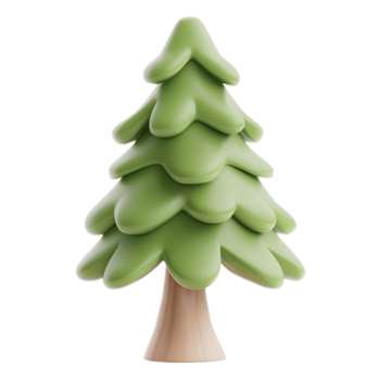Fir tree 3D icon cartoon minimalist isolate on transparent background png