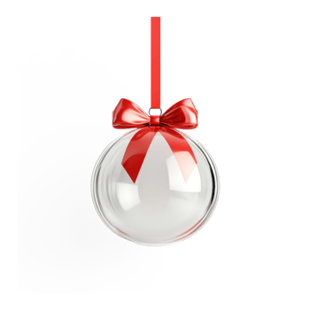Red gift box inside glass ball ornament hanging 3D icon isolate on transparent background png
