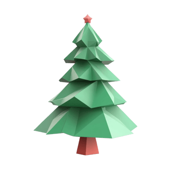 Christmas tree triangles style 3D icon cartoon minimalist isolate on transparent background png