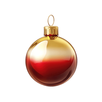 Gold and red Christmas bauble 3D icon cartoon round edges isolate on transparent background png