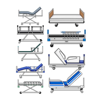 hospital bed set cartoon illustration vector