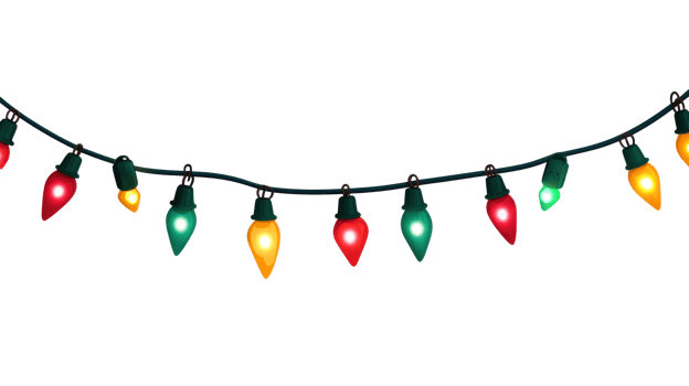 Christmas garland with colorful light hanging 3D icon cartoon isolate on transparent background png