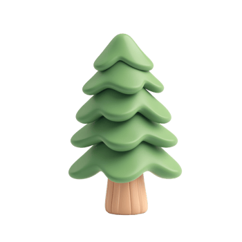 Fir tree 3D icon cartoon minimalist isolate on transparent background png