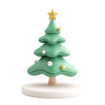 Line as christmas tree 3D icon cartoon minimalist isolate on transparent background png