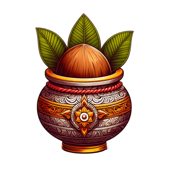 Kalasha With Flowers And Coconut Decorated Indian Festival Navratri Kalash Pooja For Event and Worship png
