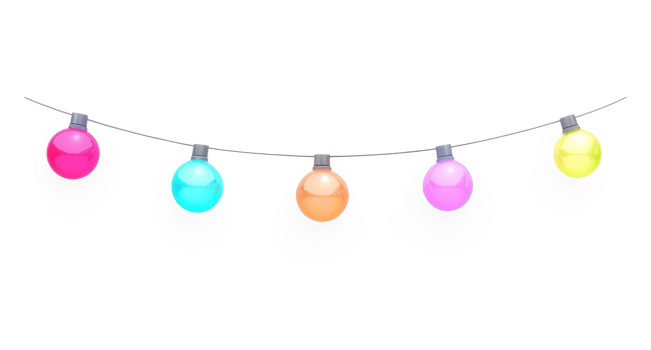 colorful string lights 3D icon cartoon isolate on transparent background png