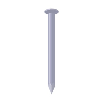 Single metal nail, nail illustration, carpenter tool Isolated on a white background vector