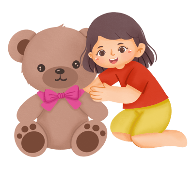A girl is hugging a teddy bear png