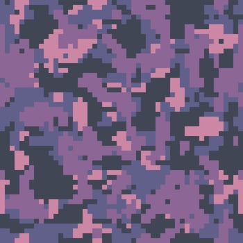 Digital camouflage pattern background, seamless classic military clothing style. Masking army camo, repeat print for Wallpapers or prints on fabric. Purple colors, violet texture. vector