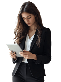 business woman using tablet pc png