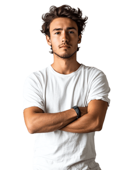 a young man in a white t - shirt png