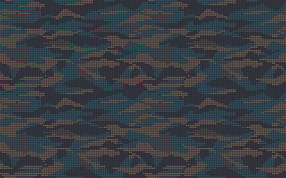 Abstract halftone seamless camouflage, led style texture. Dot pattern in dark khaki green brown colors, camo digital background. Pixel art wallpaper vector