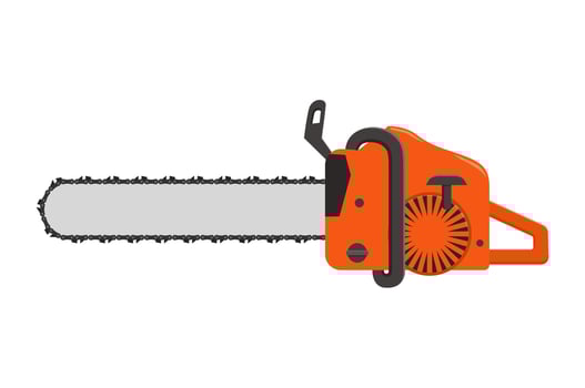 Illustration of chainsaw isolated on white background. Lumberjack tool. Woodcutter saw. Wood forester cutter vector