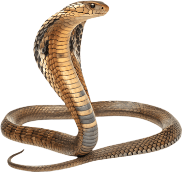Venomous King Cobra Clipart with Hood Spread Wide. . png