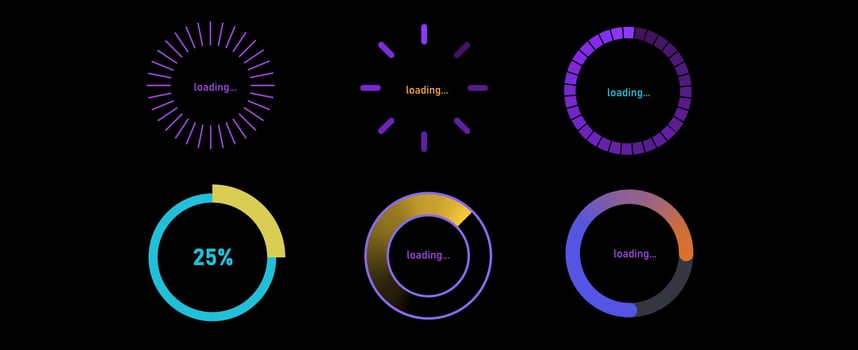 a set of colorful circles with different time and date vector