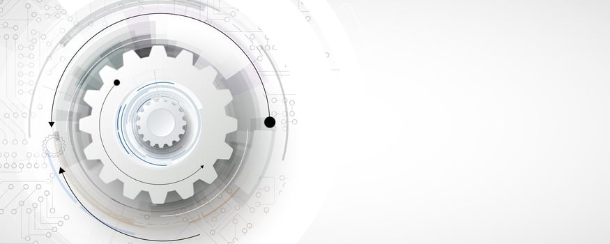a white background with a gear wheel on it vector