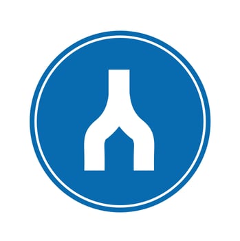road sign icon, end Divided roadon on blue round board .suitable for poster use and web icon vector