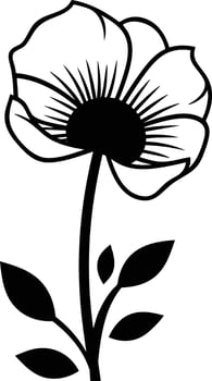 Black and white poppy flower clip art vector