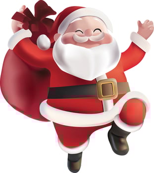 3D cartoon happy Christmas santa claus characters design. holding gift box and bag vector