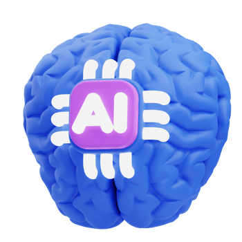 3D AI Brain Icon Illustration Render png