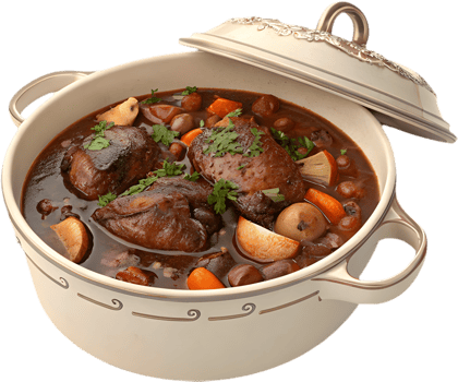 Delicious Coq au Vin Clipart with Perfectly Cooked Chicken. . png