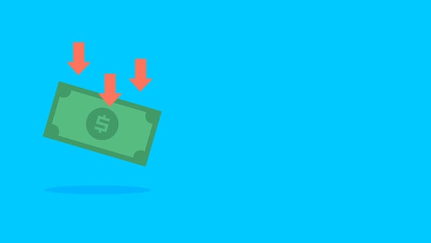 Dollar decrase value illustration. Economy crisis concept. Bankrupt business illustration. vector