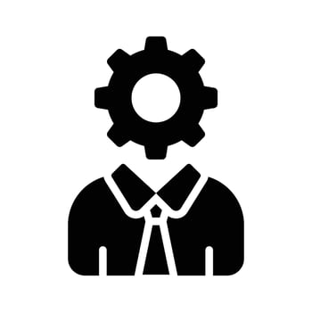 Person with a gear head, symbolizing technical knowledge and skills vector