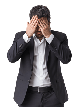 businessman covering his eyes with hands png