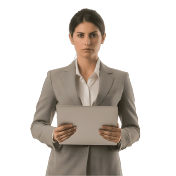 Business woman holding a tablet pc png
