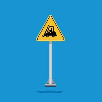 forklift truck sign on yellow triangle board. Suitable for posters and web icons vector