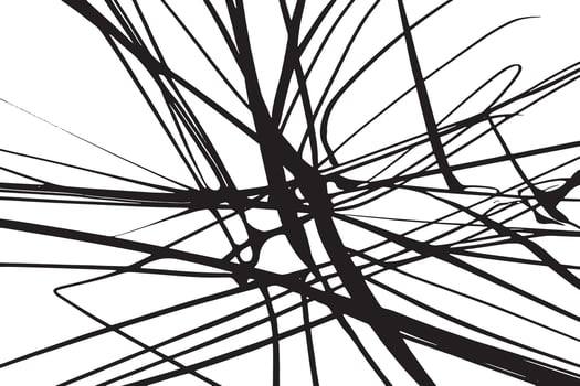 Intricate Scribble of Black Lines on a Crisp White Background for Edgy and Modern Overlay Effects vector