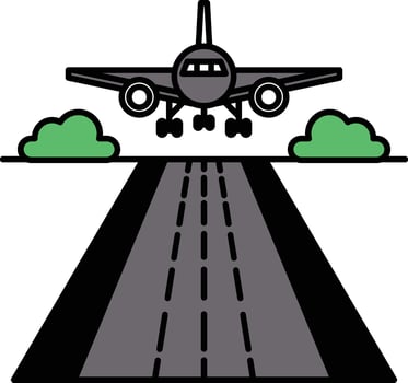 A cartoon airplane is flying over a road with trees in the background vector