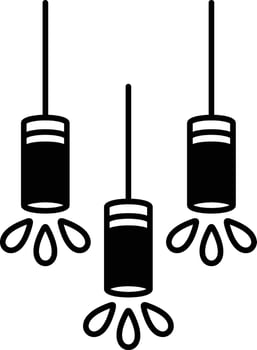 Three black and white lanterns hanging from the ceiling vector