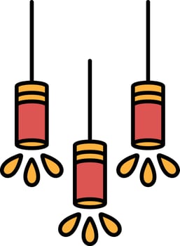 Three red and orange lanterns hanging from the ceiling vector
