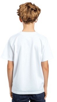Young man wearing white T-shirt facing backward on transparent background png