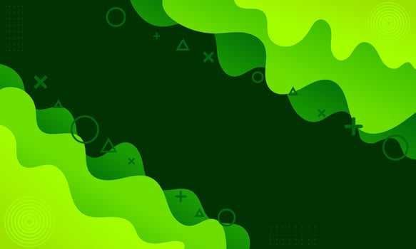 Abstract Green and Yellow Wavy Background with Geometric Shapes vector