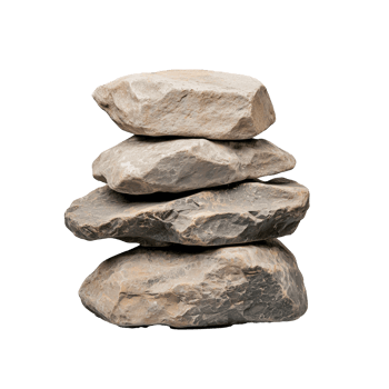 Stack of natural stones balanced on each other, isolated on neutral background png