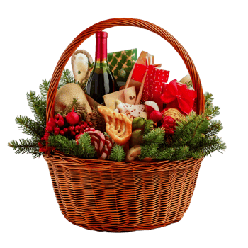 a basket of christmas decorations png