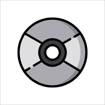 A black and white illustration of a disk vector