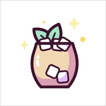 A drink with ice cubes and mint leaves vector
